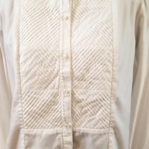 Jones New York White Pleated Classic Tuxedo Blouse - Picture 3 of 8